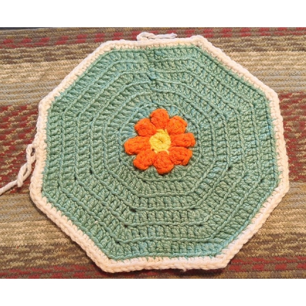 Vintage‎ Crochet Tabletop Colorful Counter Doile Trivet Handmade By Granny